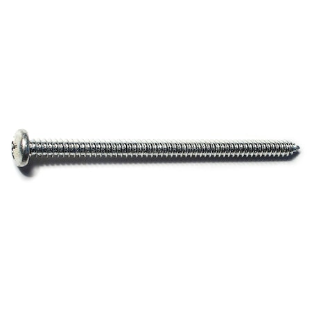 Midwest Fastener Sheet Metal Screw, #14 x 4 in, Zinc Plated Steel Pan Head Phillips Drive, 100 PK 50866